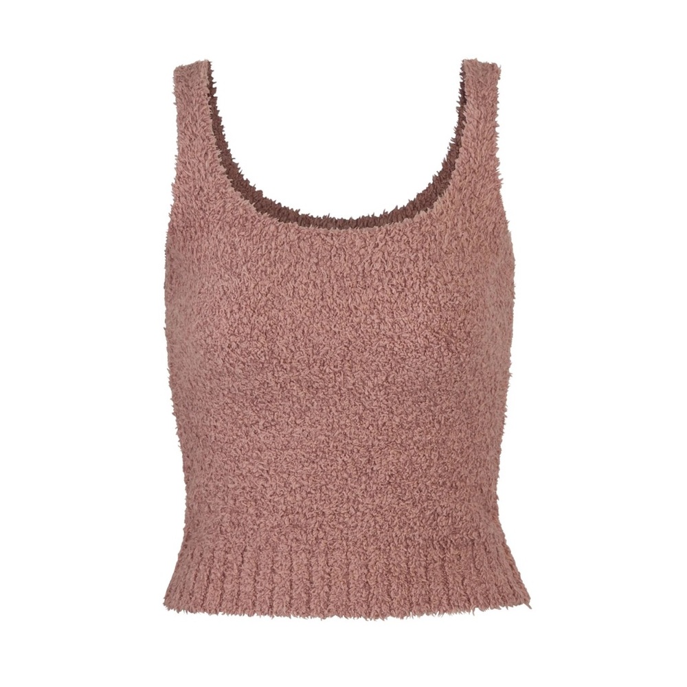Skims Cozy knit jogger and tank top in rose clay